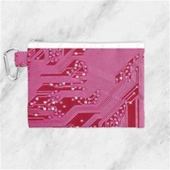 Pink Circuit Pattern Canvas Cosmetic Bag (medium) by Ket1n9