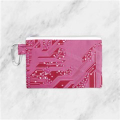 Pink Circuit Pattern Canvas Cosmetic Bag (small) by Ket1n9