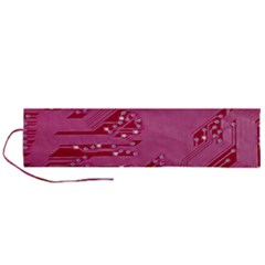 Pink Circuit Pattern Roll Up Canvas Pencil Holder (l) by Ket1n9