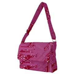 Pink Circuit Pattern Full Print Messenger Bag (m) by Ket1n9