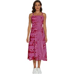 Pink Circuit Pattern Sleeveless Shoulder Straps Boho Dress by Ket1n9