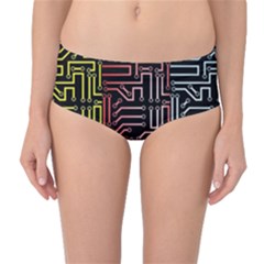 Circuit Board Seamless Patterns Set Mid-waist Bikini Bottoms by Ket1n9