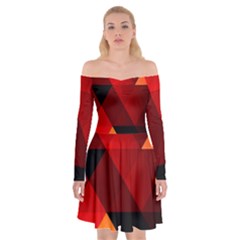 Abstract Triangle Wallpaper Off Shoulder Skater Dress by Ket1n9