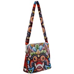 Wood Sculpture Bali Logo Zipper Messenger Bag by Ket1n9