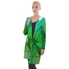 Sunlight Filtering Through Transparent Leaves Green Blue Hooded Pocket Cardigan by Ket1n9