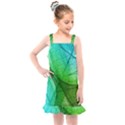 Sunlight Filtering Through Transparent Leaves Green Blue Kids  Overall Dress View1
