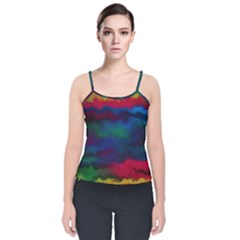 Watercolour-color-background Velvet Spaghetti Strap Top by Ket1n9
