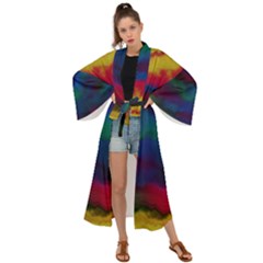 Watercolour-color-background Maxi Kimono by Ket1n9