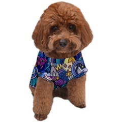 Cartoon-hand-drawn-doodles-on-the-subject-of-space-style-theme-seamless-pattern-vector-background Dog T-shirt by Ket1n9