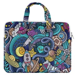 Cartoon-hand-drawn-doodles-on-the-subject-of-space-style-theme-seamless-pattern-vector-background Macbook Pro 13  Double Pocket Laptop Bag by Ket1n9