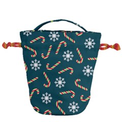 Christmas Seamless Pattern With Candies Snowflakes Drawstring Bucket Bag by Ket1n9