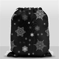 Christmas Snowflake Seamless Pattern With Tiled Falling Snow Drawstring Bag (small) by Ket1n9