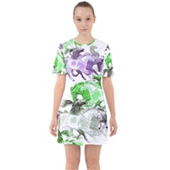 Horse-horses-animal-world-green Sixties Short Sleeve Mini Dress by Ket1n9