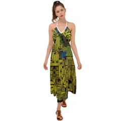 Technology Circuit Board Halter Tie Back Dress  by Ket1n9