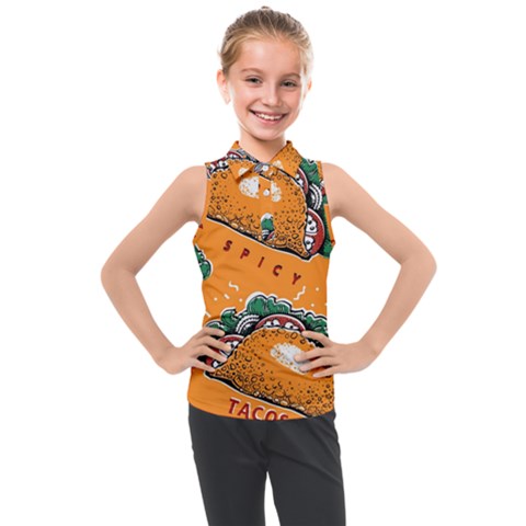 Seamless-pattern-with-taco Kids  Sleeveless Polo T-shirt by Ket1n9