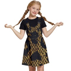 Metallic Snake Skin Pattern Kids  Apron Dress by Ket1n9