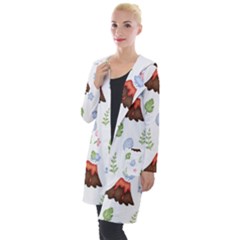 Cute-palm-volcano-seamless-pattern Hooded Pocket Cardigan by Ket1n9