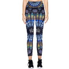 Stained Glass Rose Window In France s Strasbourg Cathedral Pocket Leggings  by Ket1n9