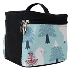 Christmas-tree-cute-lama-with-gift-boxes-seamless-pattern Make Up Travel Bag (small) by Grandong