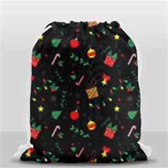 Christmas Pattern Texture Colorful Wallpaper Drawstring Bag (small) by Grandong