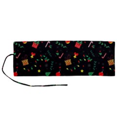 Christmas Pattern Texture Colorful Wallpaper Roll Up Canvas Pencil Holder (m) by Grandong