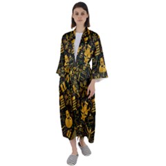 Christmas Background Seamless Pattern Pattern Maxi Satin Kimono by Grandong