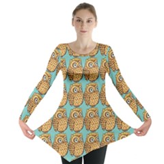 Seamless Cute Colourfull Owl Kids Pattern Long Sleeve Tunic  by Grandong