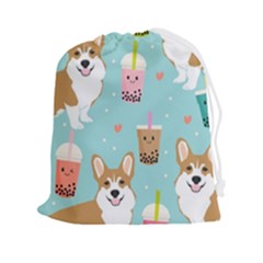 Welsh Corgi Boba Tea Bubble Cute Kawaii Dog Breed Drawstring Pouch (2xl) by Grandong