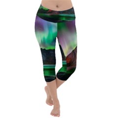 Aurora Borealis Nature Sky Light Lightweight Velour Capri Yoga Leggings by Grandong