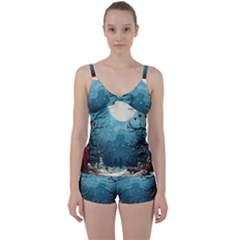 Christmas Frame Border Tie Front Two Piece Tankini by Vaneshop