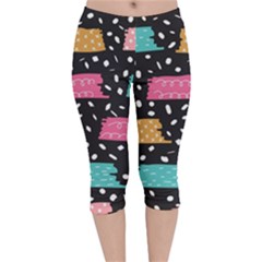 Art Pattern Design Wallpaper Background Print Patterns Velvet Capri Leggings  by Vaneshop