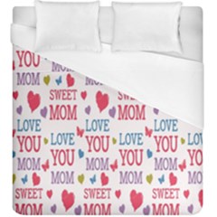 Love Mom Happy Mothers Day I Love Mom Graphic Duvet Cover (king Size) by Vaneshop