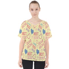 Love Mom Happy Mothers Day I Love Mom Graphic Pattern V-neck Dolman Drape Top by Vaneshop