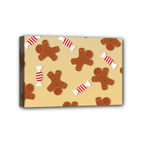 Gingerbread Christmas Time Mini Canvas 6  X 4  (stretched) by Pakjumat