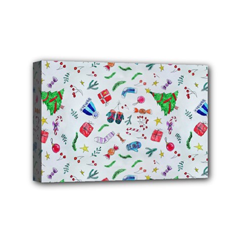 New Year Christmas Winter Mini Canvas 6  X 4  (stretched) by Pakjumat