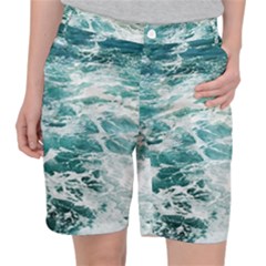 Blue Crashing Ocean Wave Women s Pocket Shorts by Jack14