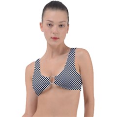 Black And White Checkerboard Background Board Checker Ring Detail Bikini Top by Amaryn4rt