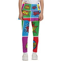 Pop Art Comic Vector Speech Cartoon Bubbles Popart Style With Humor Text Boom Bang Bubbling Expressi Kids  Skirted Pants by Amaryn4rt