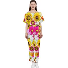 Flowers Blossom Bloom Nature Plant Batwing Lightweight Chiffon Jumpsuit by Amaryn4rt