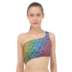 Bubbles Rainbow Colourful Colors Spliced Up Bikini Top  by Amaryn4rt