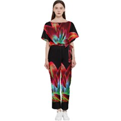 Flower Pattern-design-abstract-background Batwing Lightweight Chiffon Jumpsuit by Amaryn4rt