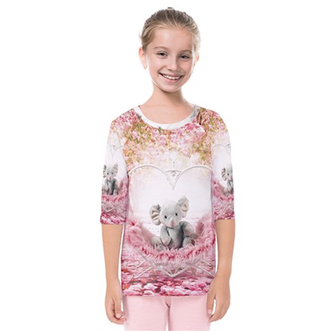 Elephant-heart-plush-vertical-toy Kids  Quarter Sleeve Raglan T-shirt by Amaryn4rt