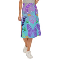 Butterfly Vector Background Midi Panel Skirt by Amaryn4rt
