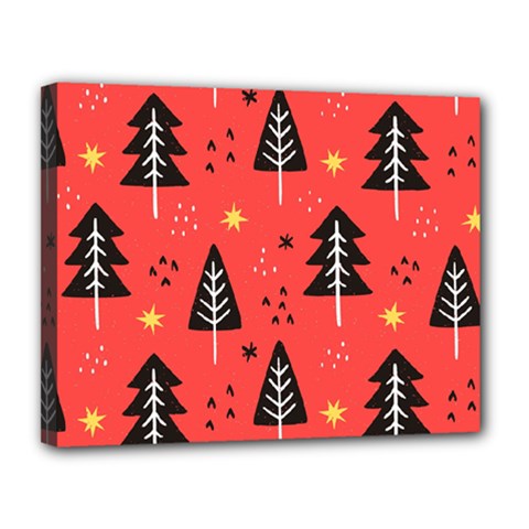 Christmas Christmas Tree Pattern Canvas 14  X 11  (stretched) by Amaryn4rt