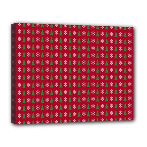 Snowflake Christmas Tree Pattern Canvas 14  X 11  (stretched) by Amaryn4rt