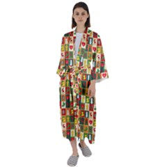 Pattern-christmas-patterns Maxi Satin Kimono by Amaryn4rt