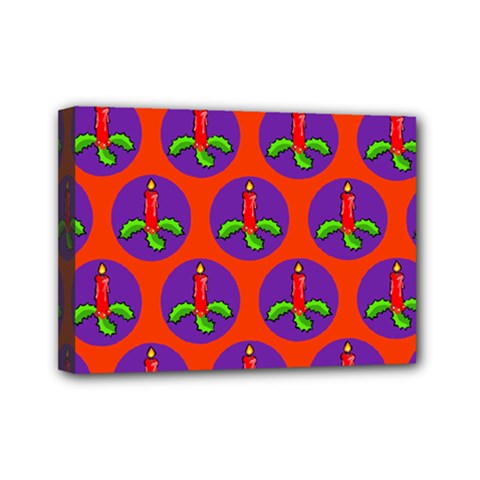 Christmas Candles Seamless Pattern Mini Canvas 7  X 5  (stretched) by Amaryn4rt