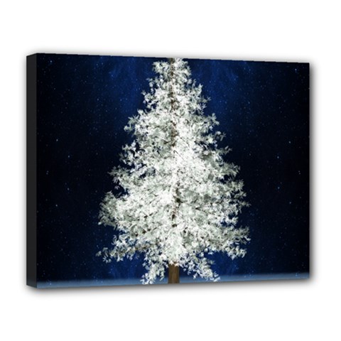 Tree Pine White Starlight Night Winter Christmas Canvas 14  X 11  (stretched) by Amaryn4rt