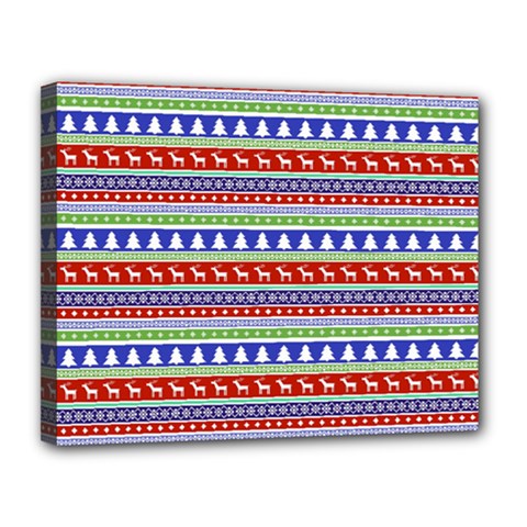 Christmas-color-stripes Pattern Canvas 14  X 11  (stretched) by Amaryn4rt