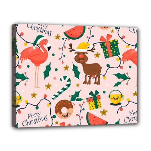 Colorful-funny-christmas-pattern Merry Xmas Canvas 14  X 11  (stretched) by Amaryn4rt